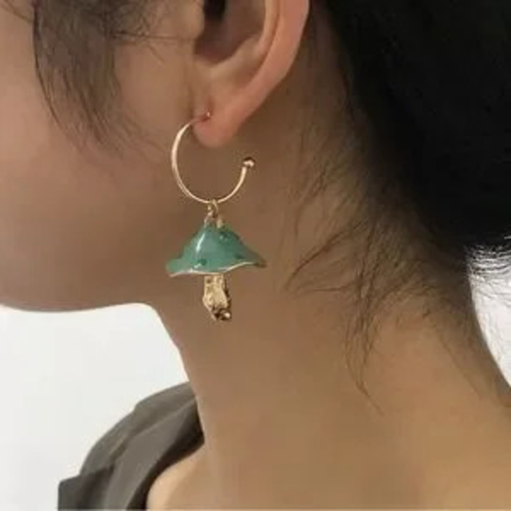 Oil Dripping Enamel Mushroom Dangle?Earrings